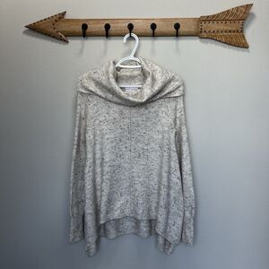 Yet Again | Alpaca Blend Speckled Cowl Neck Cream Soft Tunic Sweater Size Small